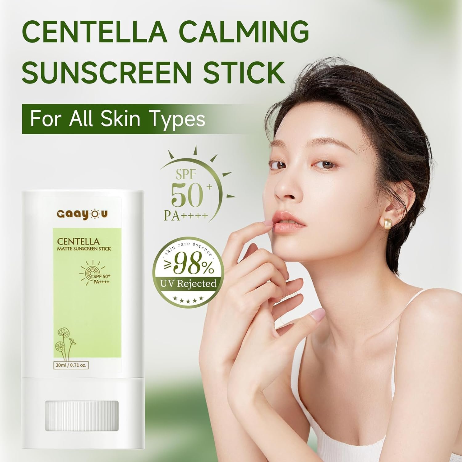 Sunscreen Stick SPF PA50++++ Centella Sunscreen Korean Sunscreen Stick Soothing Moisture Matte Sun Stick for Face & Body Non Greasy, No White Cast - Image 2