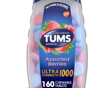 TUMS Ultra Strength Chewable Antacid Tablets for Heartburn Relief and Acid Indigestion Relief, Assorted Berries - 160 Count