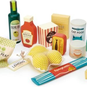 Tender Leaf Toys - Supermarket Grocery Set - 17 Pcs Wooden Pretend Play Food Pack for Supermarket Roleplay Shopping Game, Play Kitchen Accessories - Age 3+