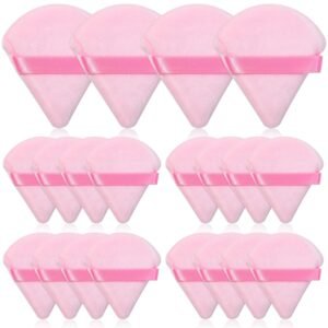 Thrilez 20pcs Triangle Powder Puff, Loose Powder Puffs Makeup Puff for Face Powder, Setting Powder Puff for Make Up, Face Puff Pads for Press Powder, Sponge Powder Applicator for Face and Eye (Pink)