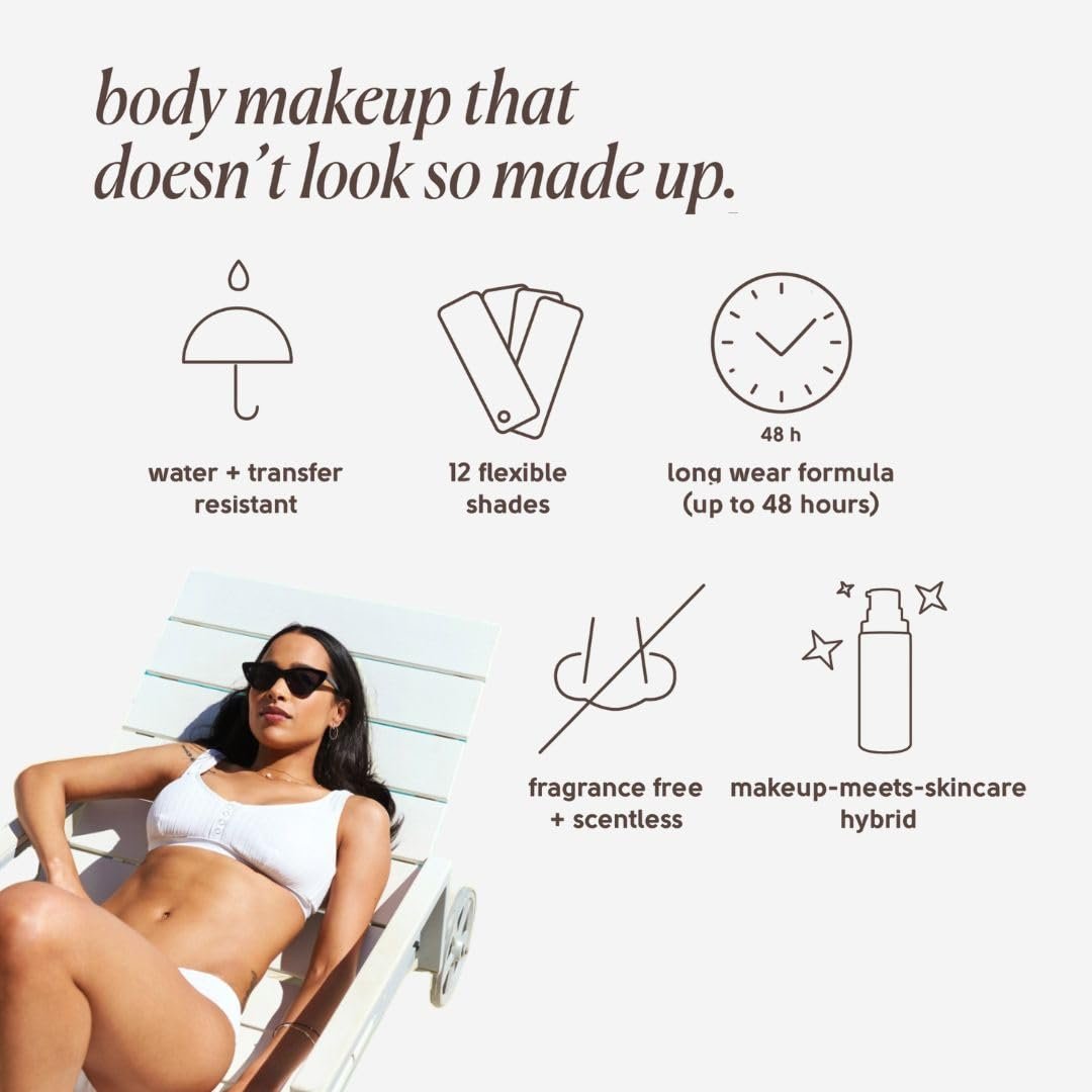 Tinge Body Makeup, Water & Transfer Resistant, Medium Coverage Cream, Lasts Up to 48 Hours, For All Skin Types, Fragrance Free, Vegan, American Made, 3.38 Fl Oz. - Medium Warm - Image 2