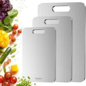 Titanium Cutting Board Set of 3, Titanium Cutting Boards for Kitchen, 100% Double-Sided Titanium Cutting Boards, Separate Raw and Cooked Food Areas, Non-Toxic, Dishwasher Safe (S+ M + L)