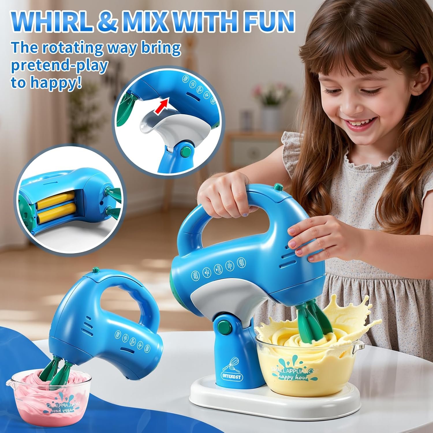 Toy Kitchen Accessories, Kitchen Appliances Play Cooking Set Toys for Kids Ages 1-3 3-5 with Blender, Mixers, Water Dispenser, Light Sound, Pretend Play Birthday Gifts for 3-8 Year Old Girl - Image 2