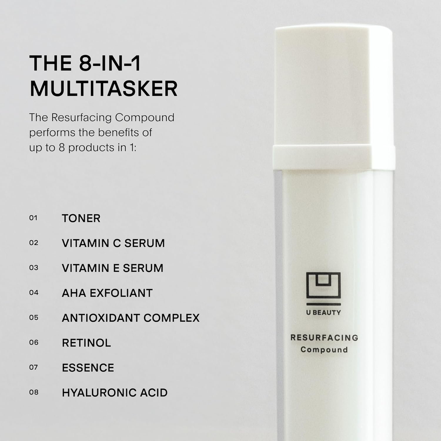 U Beauty Resurfacing Compound Serum - Renew & Illuminate Face Serum - Advanced 8-in-1 Formula with Vitamin C, Retinol, Hyaluronic Acid, & Peptides - Targets Fine Lines, Pores 0.5 fl oz - Image 2