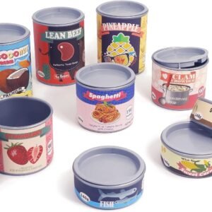 U DREAM Pretend Play Food Sets, Toy Canned Food for Kids, Kitchen Accessories, Grocery Store Pretend, 9 PCS Removable Lids