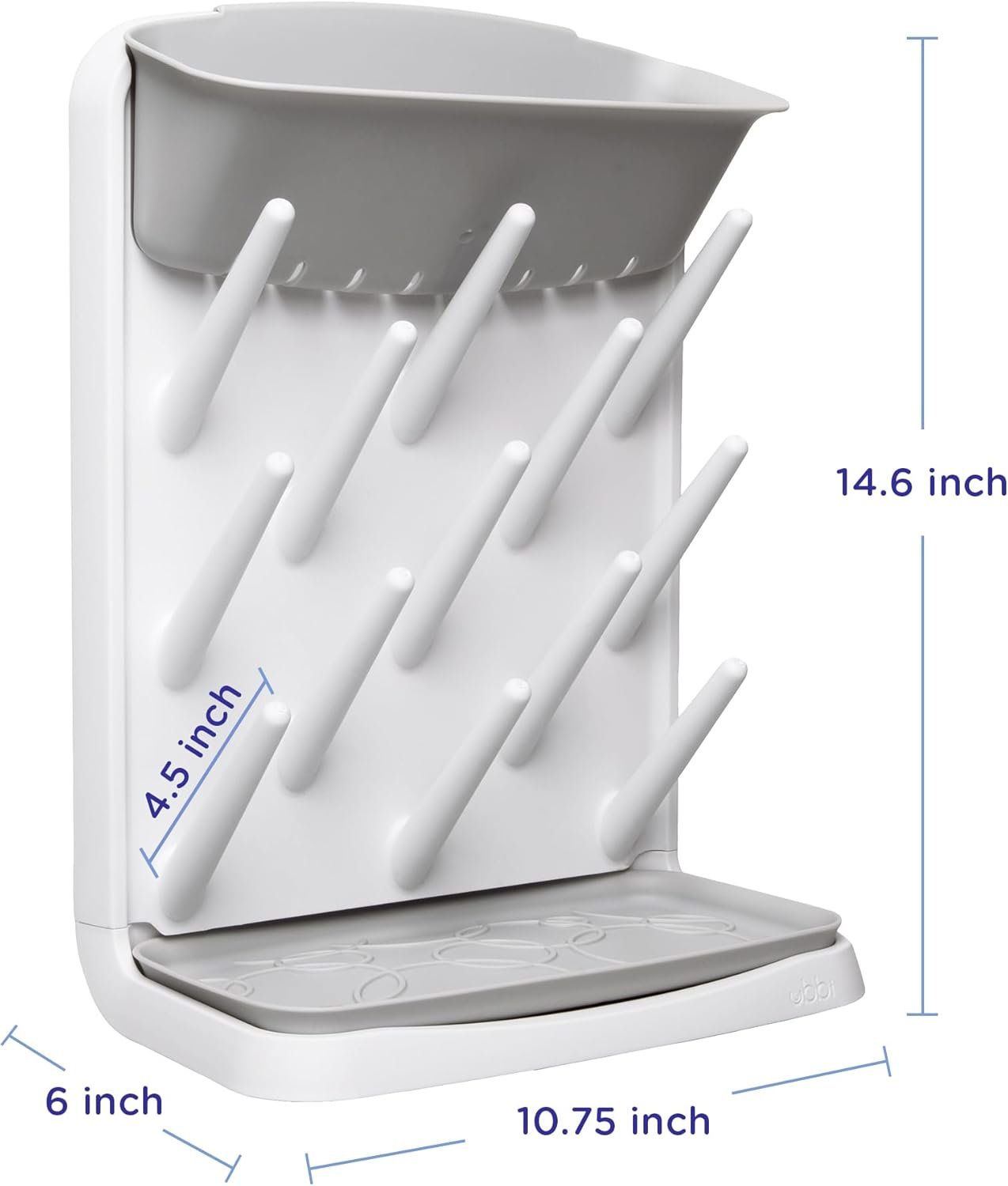 Ubbi Vertical Baby Bottle Drying Rack, Space Saving Countertop Drying Rack Baby Organizer, Gray - Image 2