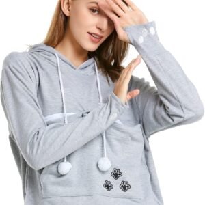 Unisex Big Pouch Hoodie Long Sleeve Pet Cat Dog Holder Carrier Sweatshirt