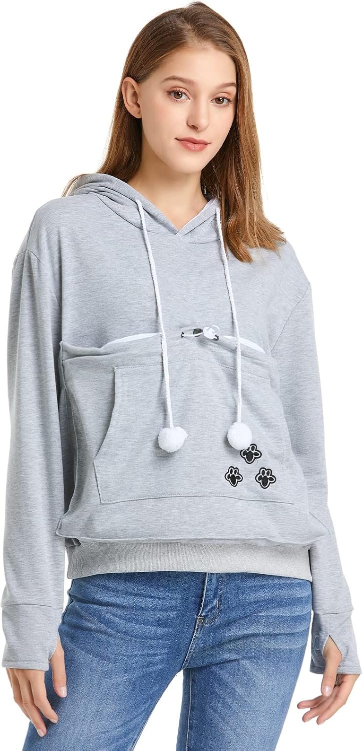 Unisex Big Pouch Hoodie Long Sleeve Pet Cat Dog Holder Carrier Sweatshirt - Image 2