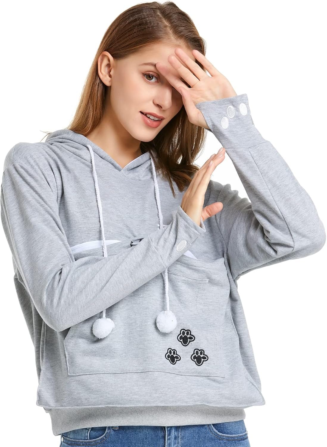 Unisex Big Pouch Hoodie Long Sleeve Pet Cat Dog Holder Carrier Sweatshirt