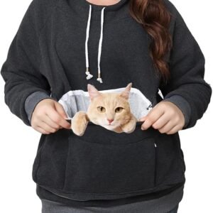 Unisex Cat Pouch Hoodie Long Sleeve Kitten Puppy Holder Hoodies Front Large Pouch Pet Carrier Sweatshirt