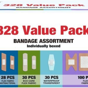 Variety Bandages Pack,328ct Assorted Bulk Various Sizes, Shapes &Features | Sheer & Flex Fabric with Benzalkonium, ECO Bamboo Fabric, Waterproof, Cartoon Blind Box Fragrance Bandages