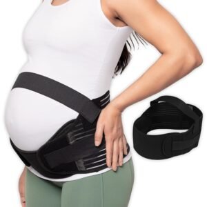 Vive Pregnancy Belly Support Band for Women - Maternity Belt - Cozy Brace for Moms, for Pelvic, Lower Back, and Hip Pain Relief - Soft, Breathable, Adjustable Fit for Easy Movement - Black (Medium)