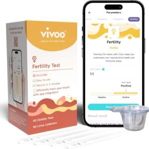 Vivoo Fertility Test – At-Home FSH Test to Monitor Ovarian Reserve, Scan & Track with Free Vivoo App, 10 Individually Wrapped FSH Tests + 10 Urine Collectors