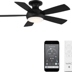 WAC Lighting F-034L-MB Odyssey 44" Hugger Ceiling Fan with LED Lights & Remote, Matte Black