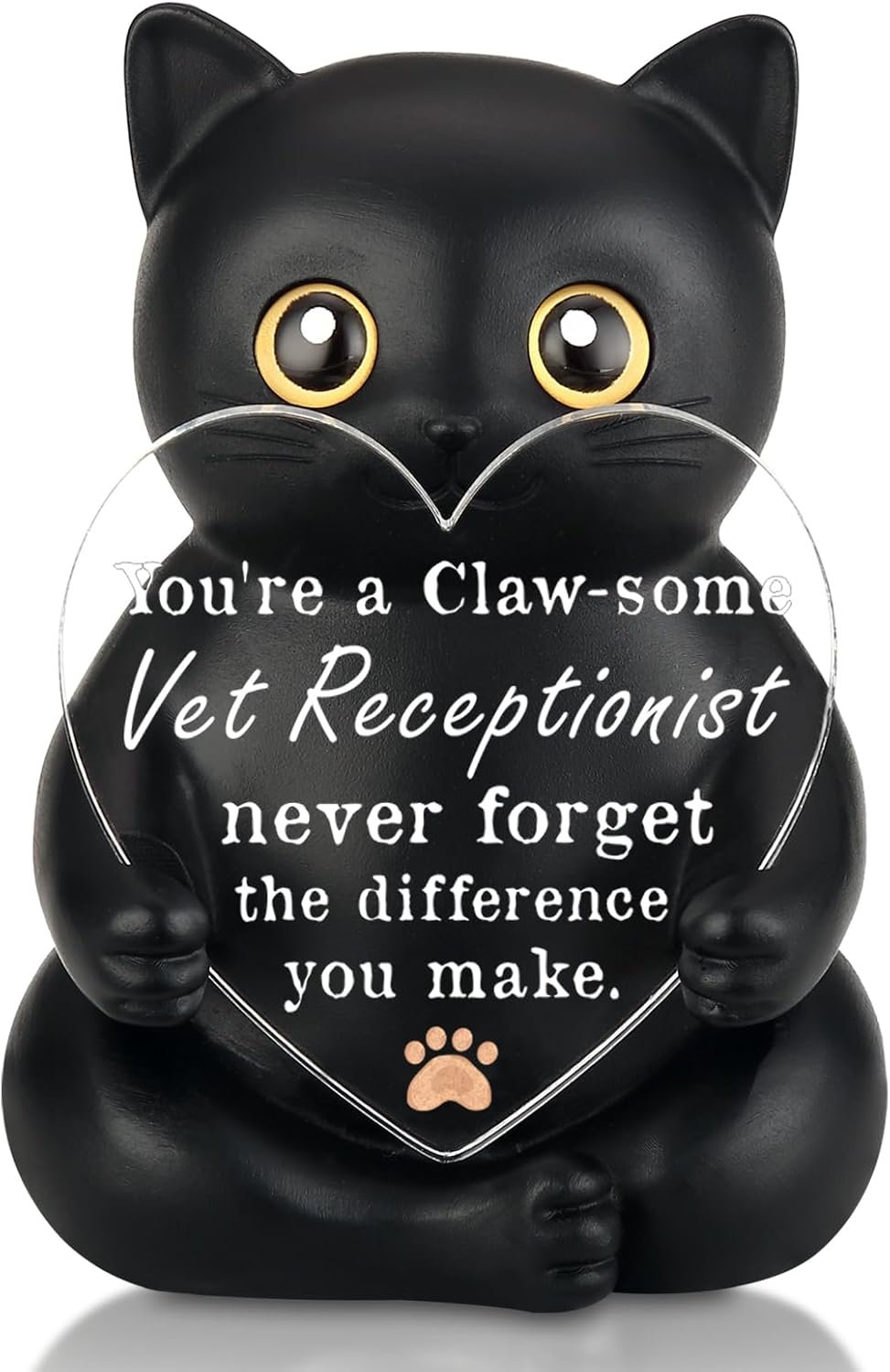 WINOESHE Veterinary Receptionist Appreciation Black Cat Figurine, Vet Clinic Front Desk Thank You Gift, Animal Hospital Staff Recognition Present, Pet Care Office Encouragement Desk Decor, HDS24