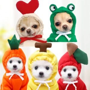 Warm Dog Winter Clothes Cute Fruit Dog Coat Hoodies Fleece Pet Dogs Costume Jacket for French Bulldog Chihuahua Ropa para Perro(Green,XL)
