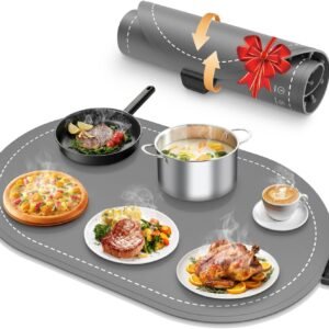 Warming Mat for Food with Adjustable Temperature Timer,10S Fast Heating Electric Food Warming Mat for Parties Buffet Daily,Food Heating Mat with Insulating Pad Raised Feet Protects Table