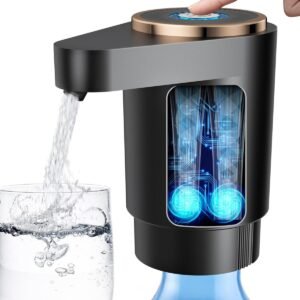Water Bottle Pump, Portable Electric Water Dispenser Pump for 5 Gallon Bottles - USB Charging, Automatic Switch, Rechargeable Battery for Home Kitchen Room Camping, Black