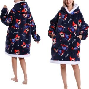 Wearable Blanket Oversized Hooded Blanket for Women Sweatshirt Warm and Cozy Christmas Birthday Gifts with Pet Print Plush Medium Poodle