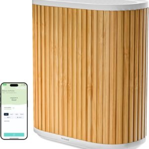 Windmill Air Purifier for Home - 3-In-1 Filtration for Smoke & More - True HEPA Filter, Activated Carbon, & Pre-Filter - Covers Up To 1950 sq ft - Ultra-Quiet - App Compatible - Bamboo