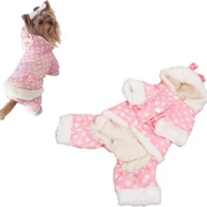 Winter Coat for Dogs, Pet Warm Jacket Hoodie Puppy Clothes Outfit With Convenient Snap Fastenings - Small