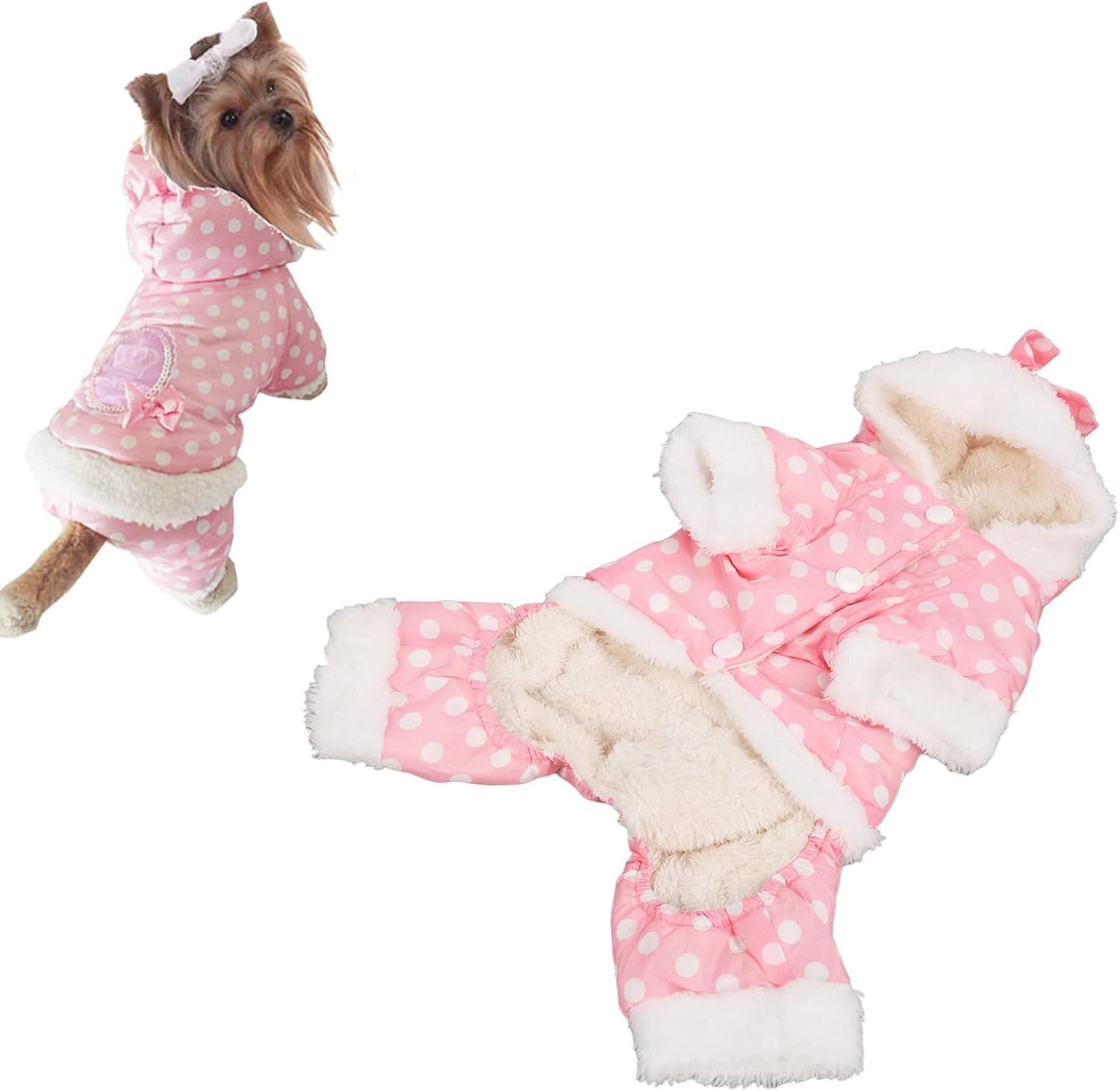 Winter Coat for Dogs, Pet Warm Jacket Hoodie Puppy Clothes Outfit With Convenient Snap Fastenings - Small