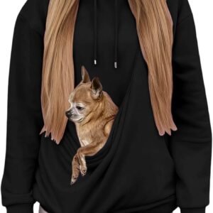 Women Pet Carrier Hoodies Cat Dog Kangaroo Pouch Holder Sweatshirt
