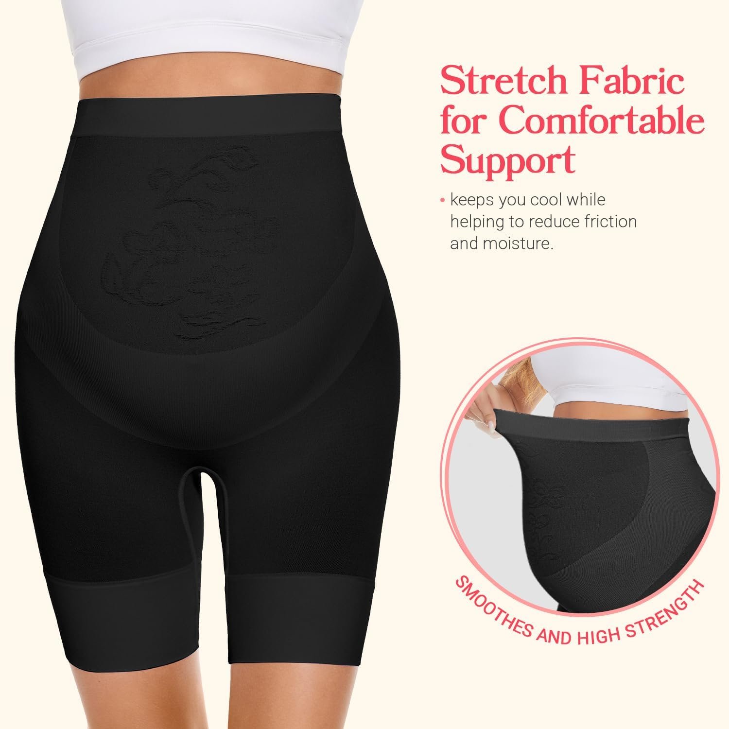 Womens Maternity Shapewear for Dresses, High Waisted Pregnancy Underwear Over Bump Belly Support Shorts 4-Pack - Image 2