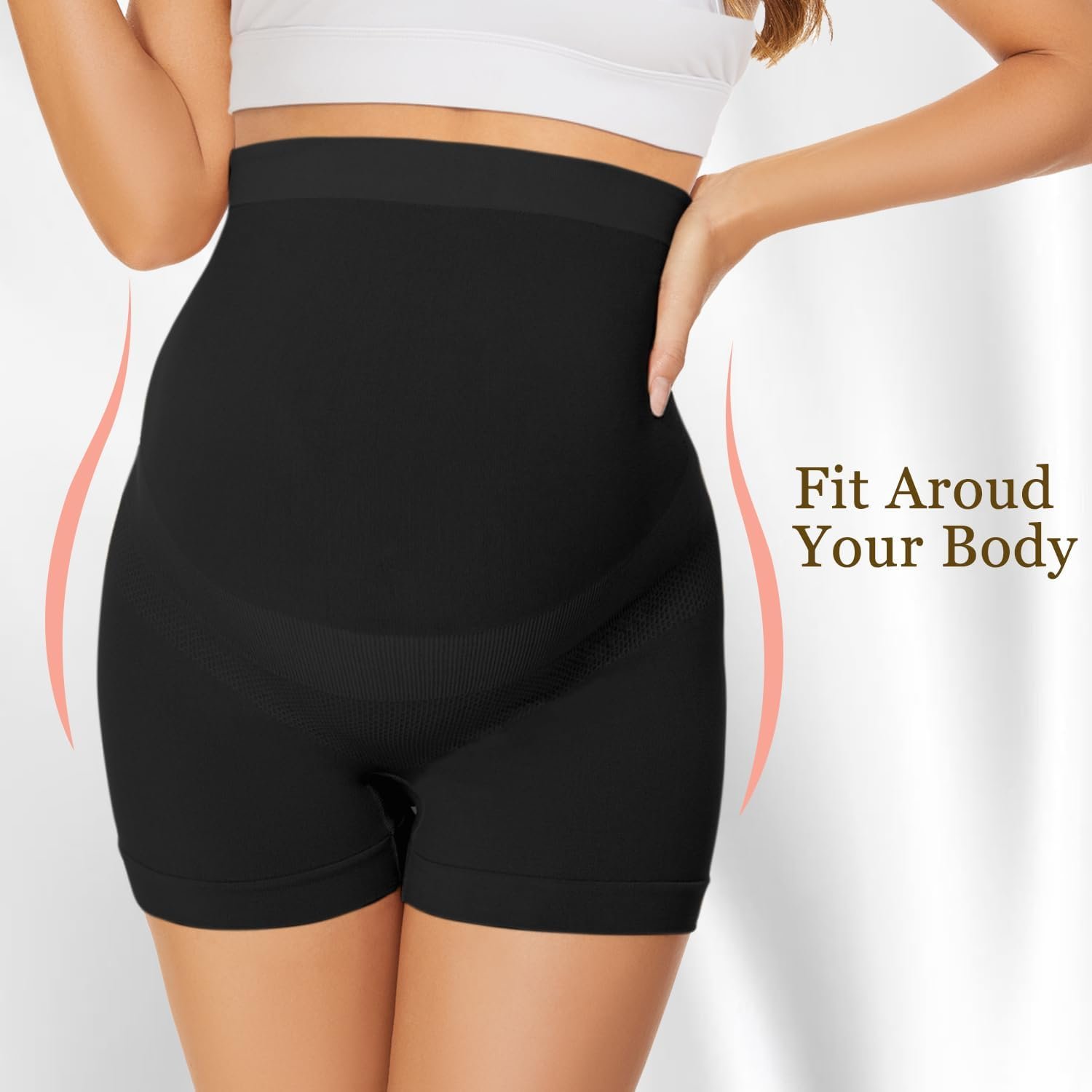 Womens Maternity Thongs Panties Over the Bump, Seamless Pregnancy Shapewear Belly Support High Waist Underwear 4-Pack - Image 2