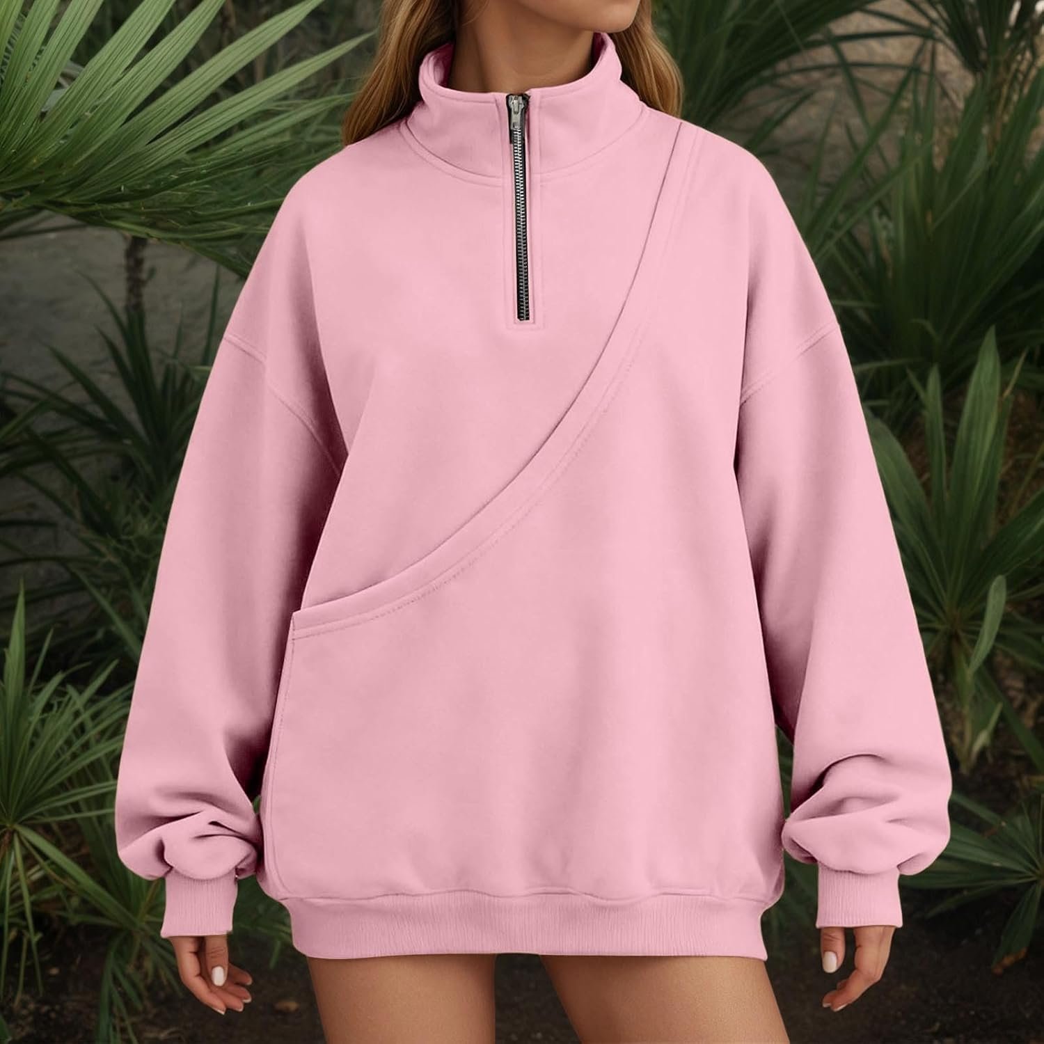 Women's Oversized Fleece Hoodie with Pet Pouch - Kangaroo Pocket Dog Cat Carrier Sweatshirt, Long Sleeve Pullover - Image 2