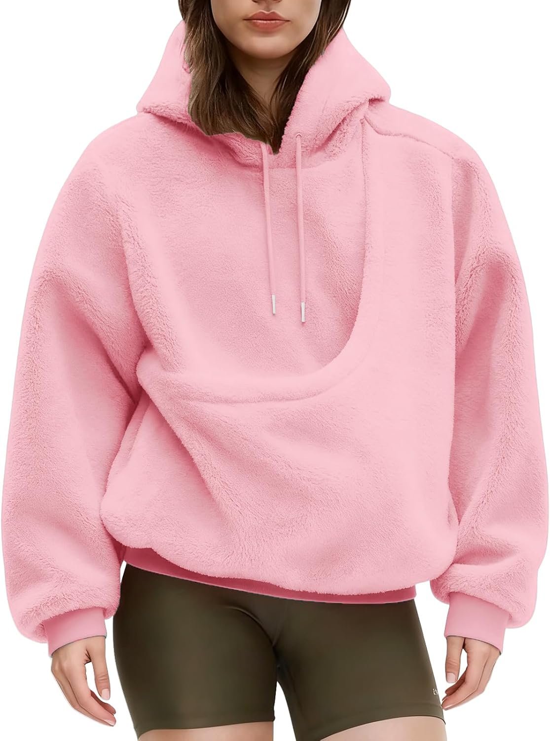 Womens Pet Pouch Hoodie Fuzzy Fleece Sweatshirt Kangaroo Pouch Pet Care Hoodie Puppy Kitten Cat Carriers Pullover - Image 2