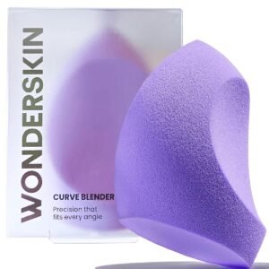 Wonderskin Curve Blender - Patent-Pending Makeup Sponge with Ergonomic Design for Seamless Blending & Contouring – For Foundation, Creams & Powders