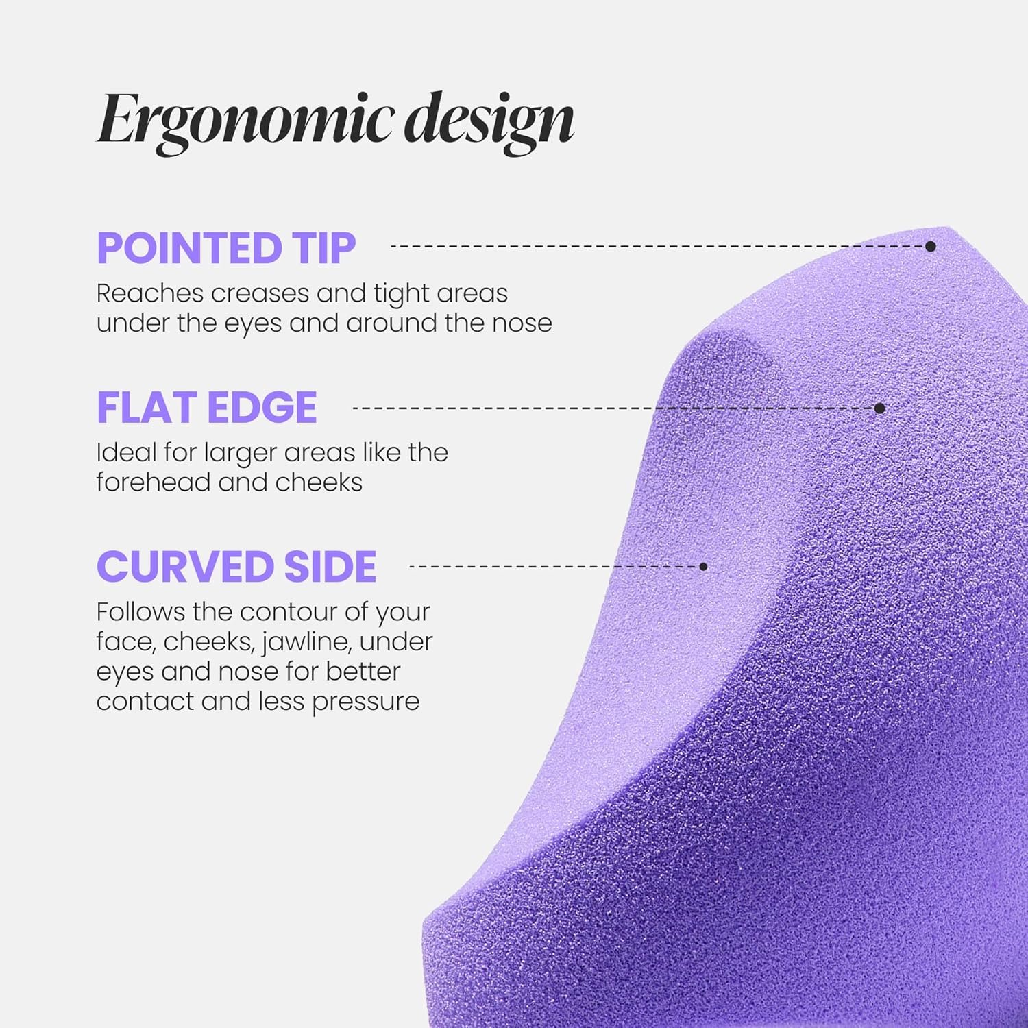 Wonderskin Curve Blender - Patent-Pending Makeup Sponge with Ergonomic Design for Seamless Blending & Contouring – For Foundation, Creams & Powders - Image 2