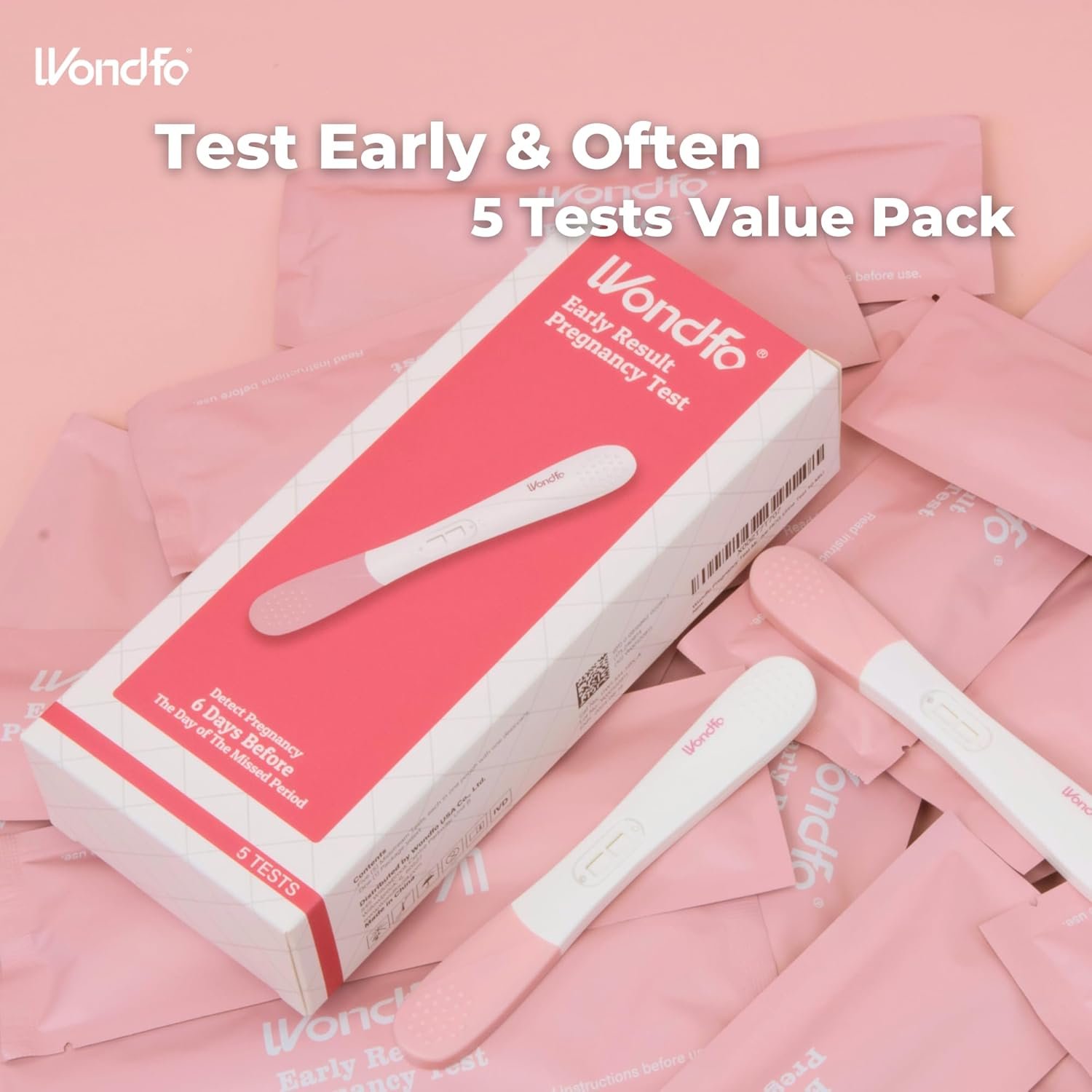 Wondfo Pregnancy Test Early Result 5 Pack - Extra Sensitive and Very Early HCG Urine Midstream Test 10 MIU - Detect 6 Days Sooner Than Your Missed Period - Image 2
