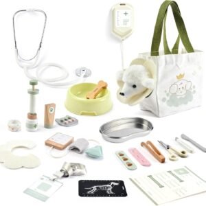 Wooden Doctor Kit for Kids Toddlers, Vet Play Set, Pretend Play Veterinarian Set, Doctor Toys Gift for Boys Girls 3 4 5 6