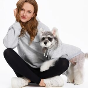 XPUDAC Matching Hoodie for Dogs and Humans Fleece Sweatshirt Soft Warm Pet Hoodie Sweater for Large Small Medium Dog and Owner Matching Clothes Cold Weather, Grey, Small