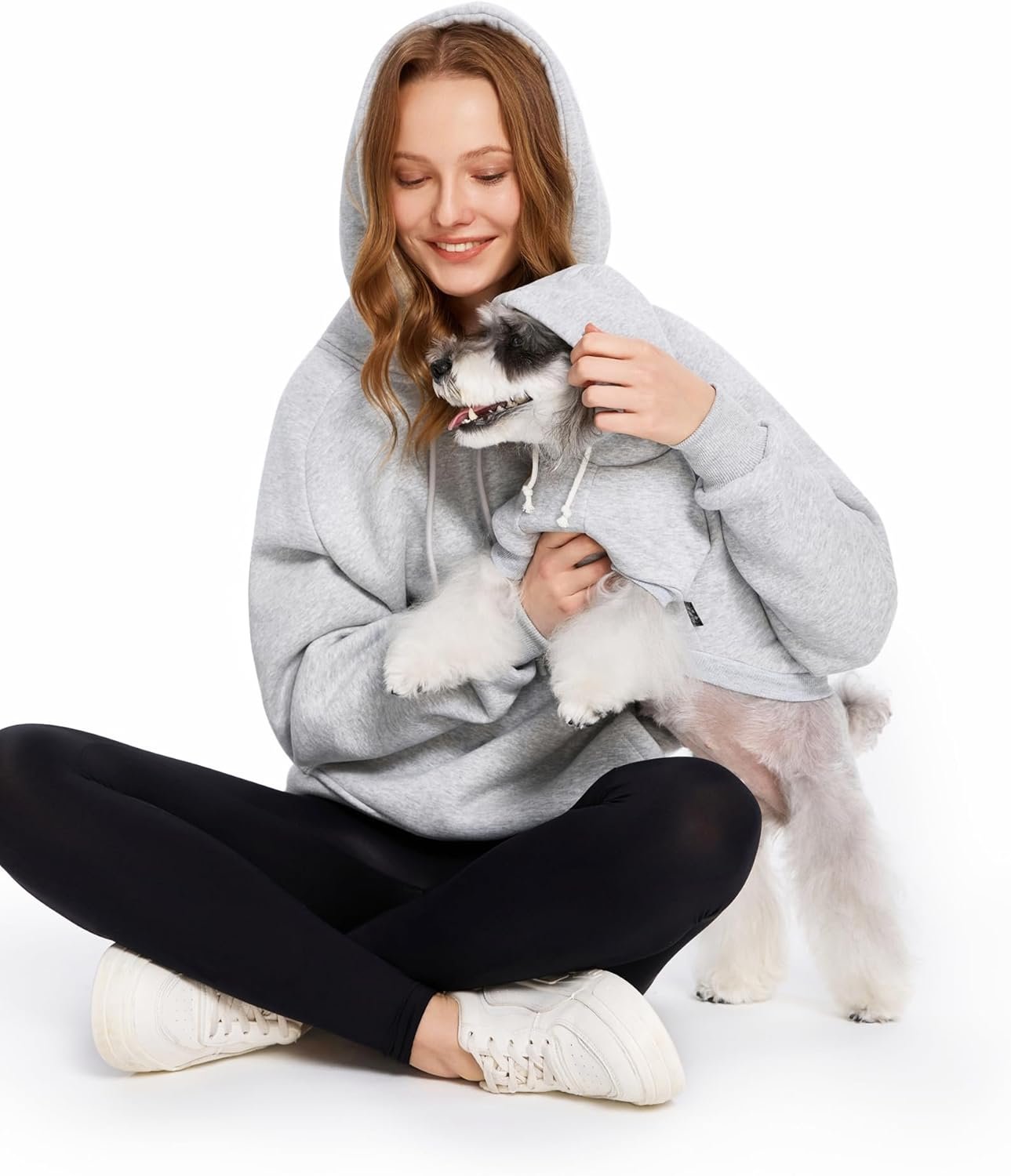 XPUDAC Matching Hoodie for Dogs and Humans Fleece Sweatshirt Soft Warm Pet Hoodie Sweater for Large Small Medium Dog and Owner Matching Clothes Cold Weather, Grey, Small - Image 2