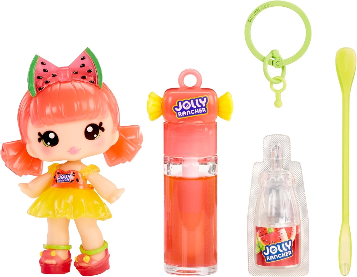 Yummiland x Licensed Sweets Lip Gloss Doll: JOLLY RANCHER Includes DIY Lip Gloss + Removable Keychain, Cosmetic Play, Collectible, Ages 4+
