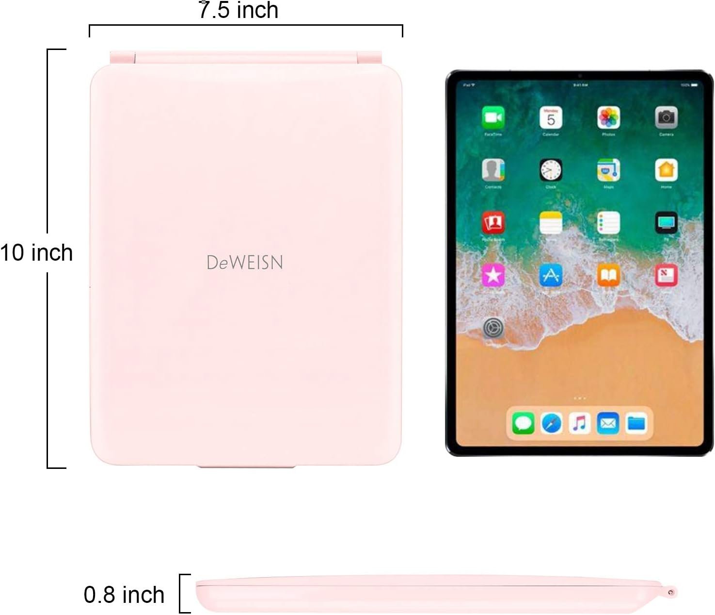 deweisn Folding Travel Mirror Lighted Makeup Mirror with 72 LEDs 3 Colors Light Modes, USB Rechargable, Portable, Ultra Thin, CompactVanity Mirror with Touch Screen Dimming for Cosmetic (Pink) - Image 2