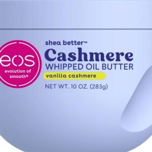 eos Cashmere Whipped Oil Body Butter, Vanilla Cashmere, 72 Hour Weightless Moisture For Dry Skin, Rich Formula and Deep Hydration, Body Care, 10 oz