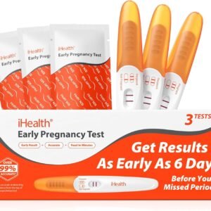 iHealth Pregnancy Test 3-Pack, Early Detection Ultra-Sensitive Results 6 Days Before Missed Period, Over 99% Accurate. Easy at-Home Fertility HCG Test Kit, Individually Wrapped, Pruebas de embarazo