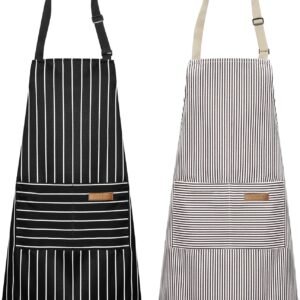Syntus Apron for Men Women, Adjustable Cooking Kitchen Chef Aprons with 2 Pockets, Cotton/Polycotton/Polyester