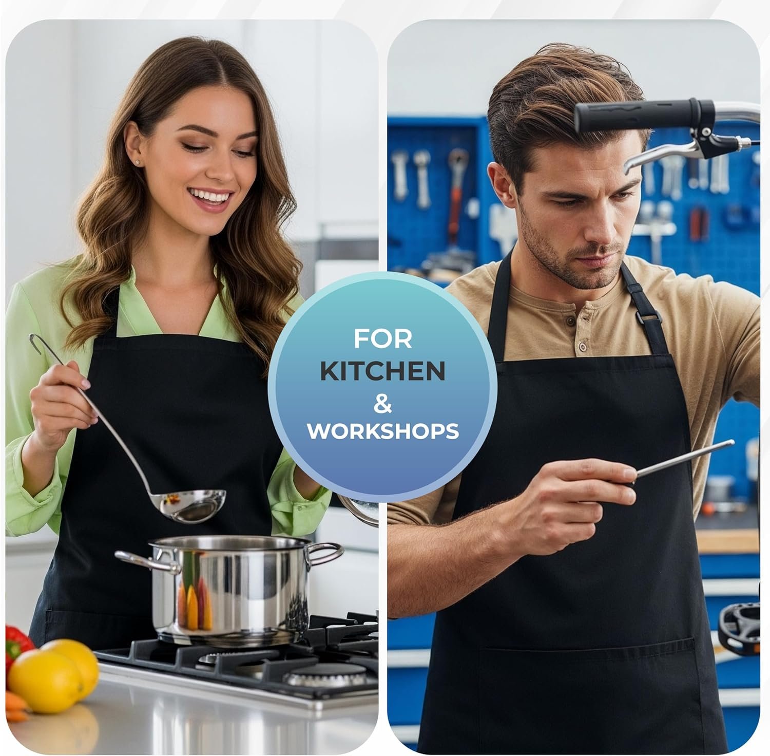 Utopia Kitchen 4 Pack Bib Apron Adjustable with 2 Pockets, Water and Oil Resistant, Cooking Kitchen Chef Apron for Women Men - Image 5