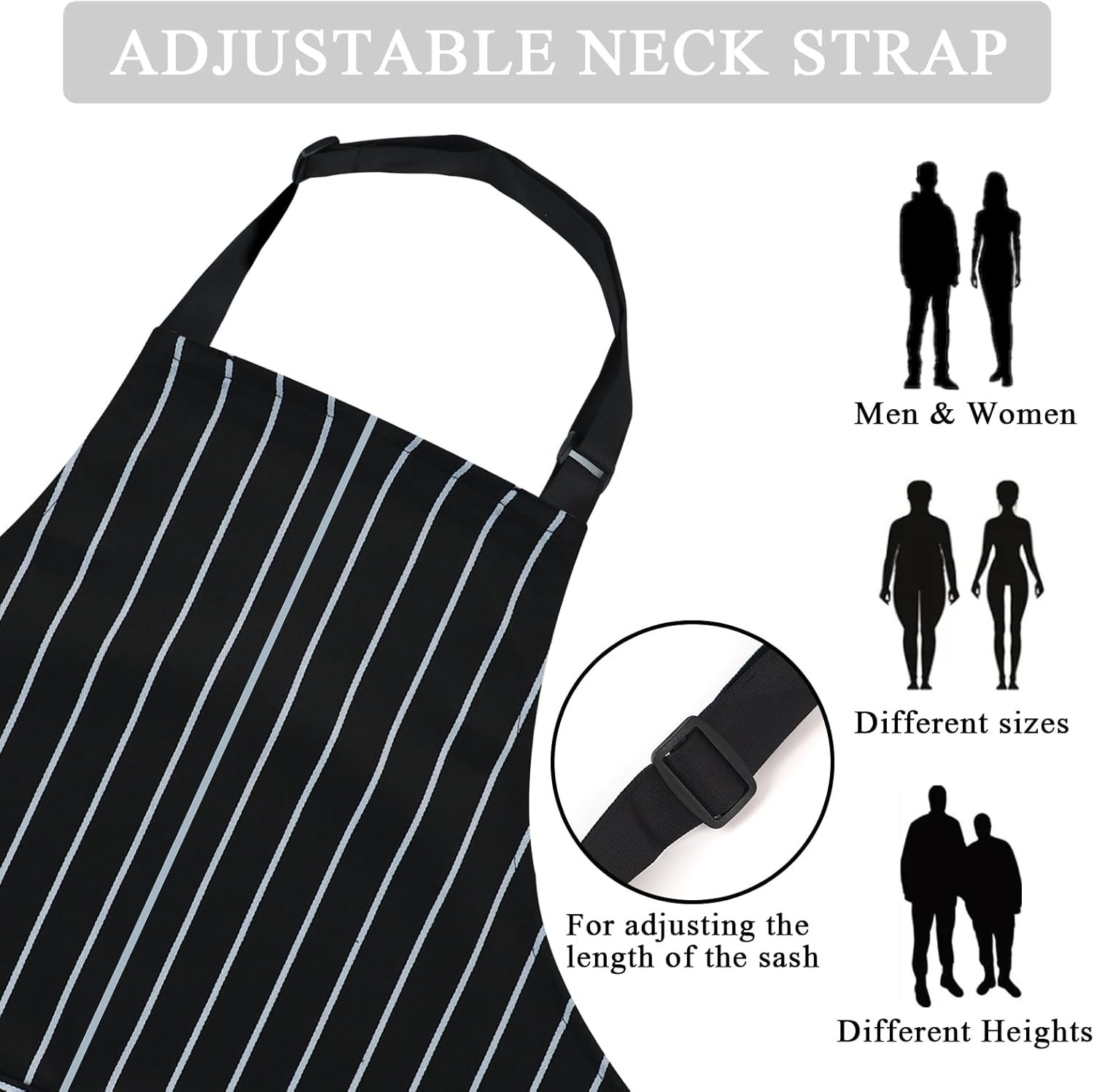 2 Pack Apron - Unisex, Adjustable Bib Kitchen Apron, Cooking Apron, Aprons for Women Men with Pockets, Chef Aprons - Image 3