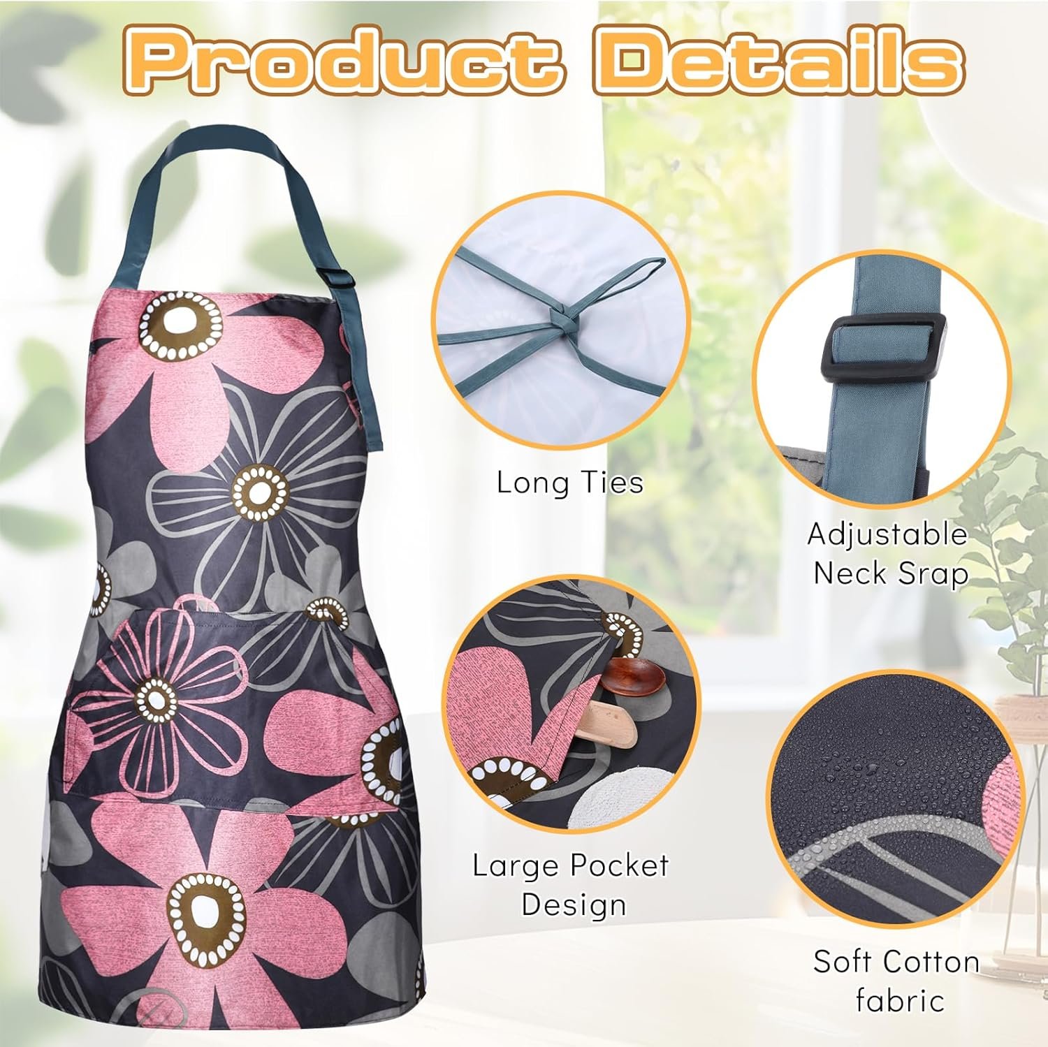2 Pcs Aprons for Women with Pockets, Waterproof Adjustable Kitchen Apron, Cooking Baking Garden Apron for Gardening Baking Crafts Unisex - Image 5
