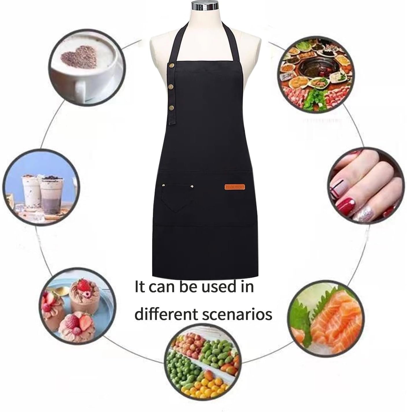 2 Pack Adjustable Kitchen Apron Cooking Apron For Women For Men With Pockets Work Apron Grill Restaurant - Image 7