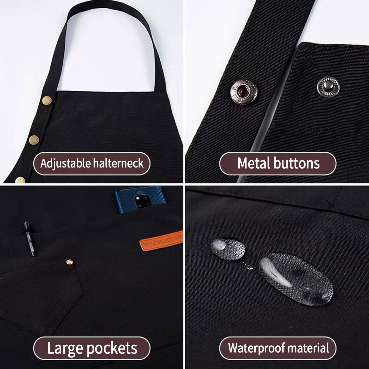 2 Pack Adjustable Kitchen Apron Cooking Apron For Women For Men With Pockets Work Apron Grill Restaurant - Image 8