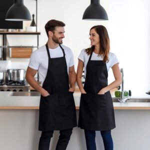 Adjustable Bib Apron Waterdrop Resistant with 2 Pockets Cooking Kitchen Aprons for Women Men Chef