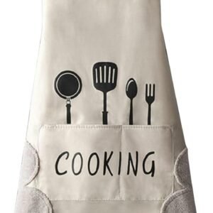 DILLMAN Women Kitchen Apron with Hand Wipe Pockets，Big Pocket,Hand-wiping, Waterproof for Cooking Baking