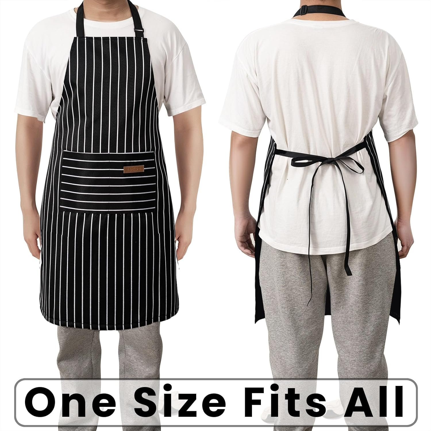2 Pack Adjustable Bib Apron with 2 Pockets Chef Cooking Kitchen Restaurant Aprons for Women Men - Image 6